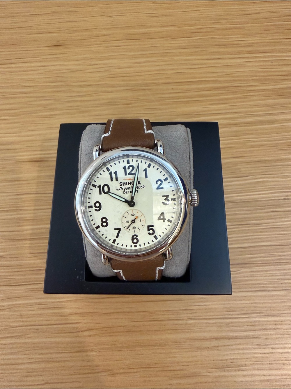 Shinola Runwell Brown Strap Watch with Cream Dial and Black Numerals